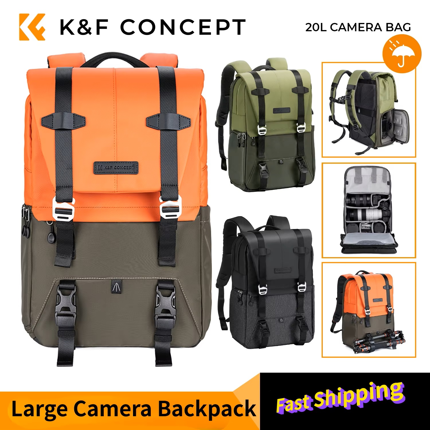 K&F CONCEPT Camera Backpack Tr - огляд і ціна Rain Cover Backpack