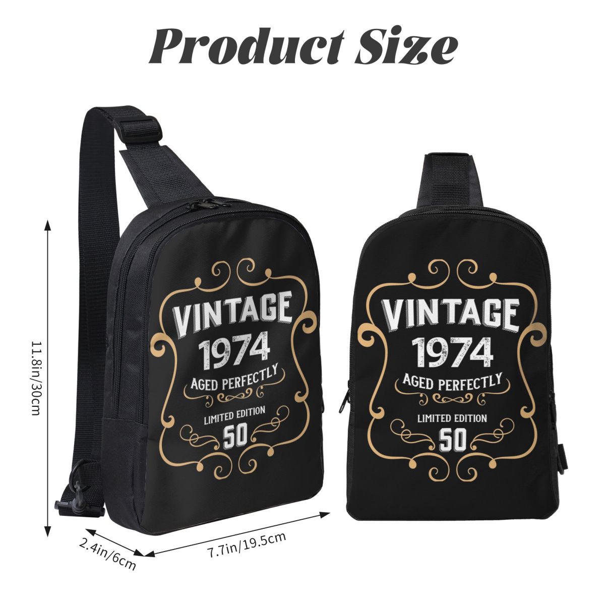 50th Birthday Vintage 1974 Age - огляд і ціна Sling Backpack Shoulder