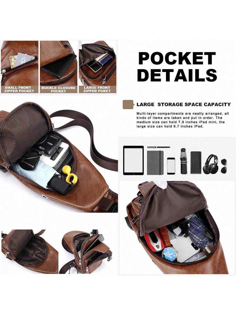 Mens Sling Bag With USB Port,  - огляд і ціна Sling Backpack Shoulder
